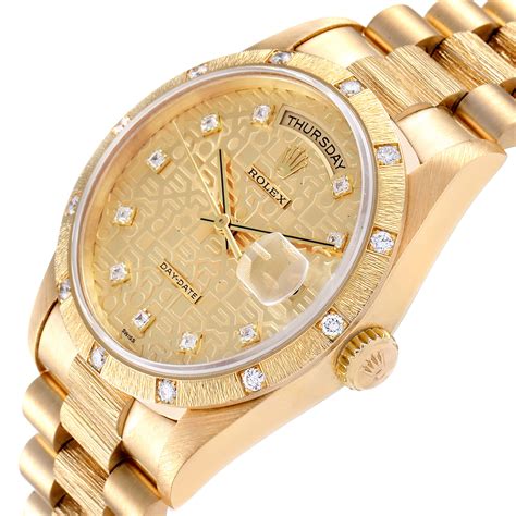 mens rolex 18k gold day date president watch w diamonds|rolex yellow gold watch.